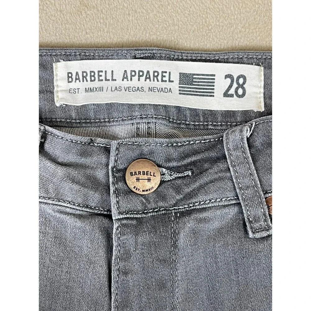 Barbell Jeans Mens 28 Gray Straight Mid‎ Rise Logo Pockets Preppy Adult